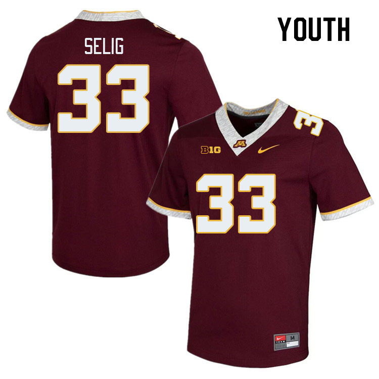 Youth #33 Ryan Selig Minnesota Golden Gophers College Football Jerseys Stitched-Maroon - Click Image to Close